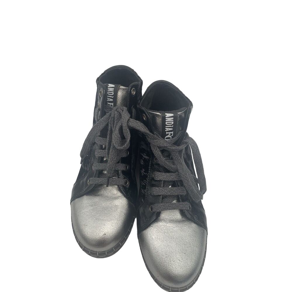 ANDIA FORA Ankle Boot Metallic Leather Cheetah Boho High Top 7.5 Men 8 Women